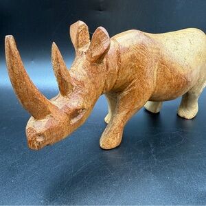 Hand-carved Wood Rhinoceros Figurine From Kenya 8”x4.5”